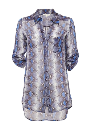 Diane Von Furstenberg Vintage snakeskin-print silk shirt - Blue
