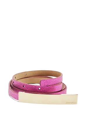 Jimmy Choo Pre-Owned logo-engraved buckle belt - Pink