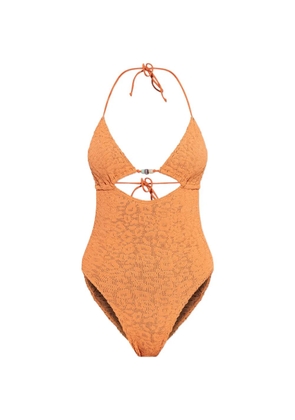 Bond-eye textured beaded swimsuit - Orange
