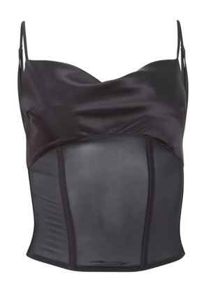 Fleur Du Mal Nora satin-panelled corset top - Black
