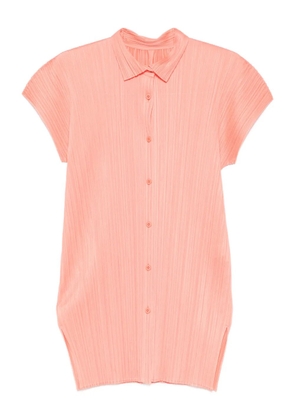 Pleats Please Issey Miyake button pleated shirt - Orange