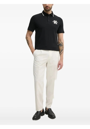 Karl Lagerfeld logo-patch cotton-blend polo shirt - Black