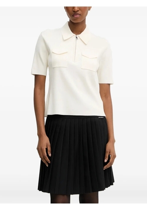 Karl Lagerfeld zip-front polo top - White