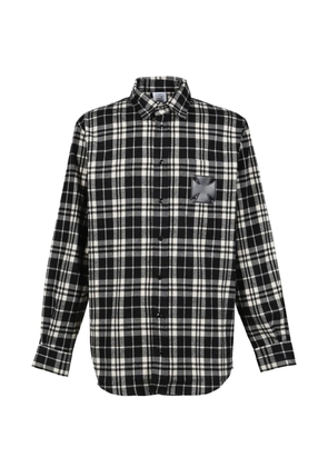 VETEMENTS check-pattern logo-appliqué shirt - Black