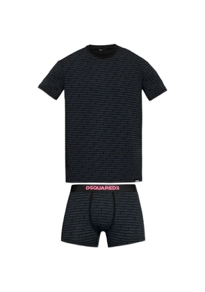 DSQUARED2 logo-print lounge T-shirt and boxers set - Black