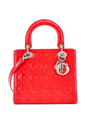 Christian Dior Pre-Owned Lady Dior Bag Cannage Quilt Patent Medium satchel - Pink