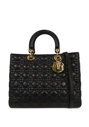 Christian Dior Pre-Owned 2013 large Lady Dior cannage-leather tote bag - Black