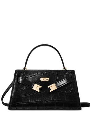 Tory Burch Lee Radziwill crocodile-embossed top handle mini bag - Black