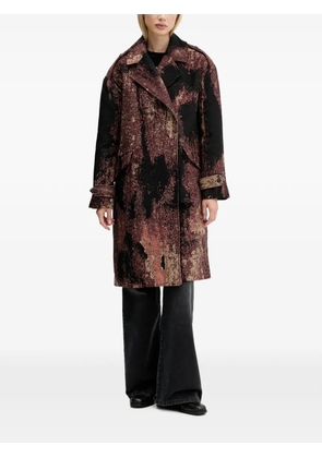 Desigual abstract-pattern double-breasted coat - Black