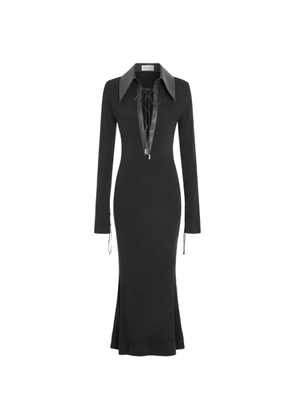 16Arlington Talia lace-up collared midi dress - Black