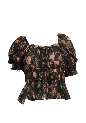 Ulla Johnson gathered printed blouse - Black