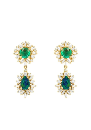 Suzanne Kalan 18k yellow gold double-drop multi-stone earrings