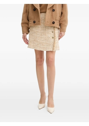 LUISA SPAGNOLI Freccia button fringed-trim mini skirt - Neutrals