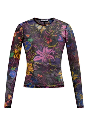 AREA hotfix printed tulle top - Black