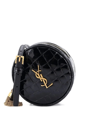 Saint Laurent Pre-Owned Vinyle Round Camera Bag Crocodile Embossed Patent crossbody bag - Black