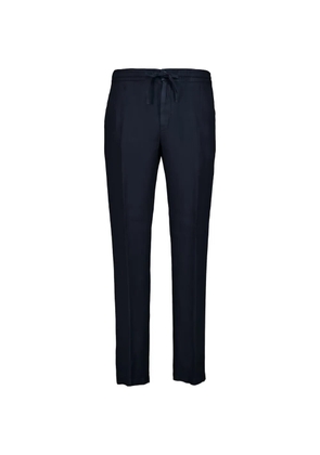 120% Lino drawstring linen trousers - Blue