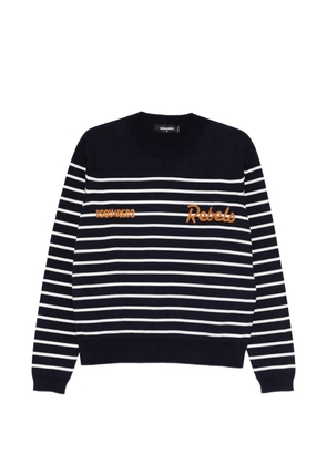 DSQUARED2 striped embroidered sweater - Blue