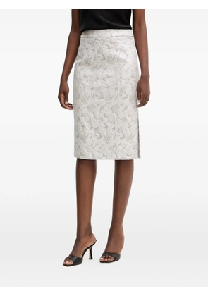 LUISA SPAGNOLI floral-pattern slit midi skirt - Grey