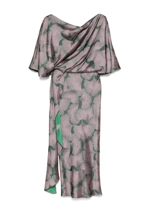 Amsale jacquard cascading draped dress - Purple