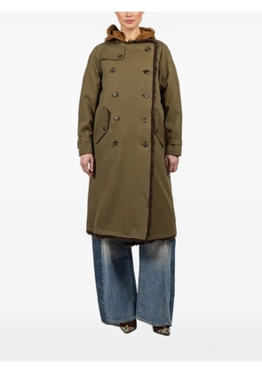 R13 reversible hooded trench coat - Green