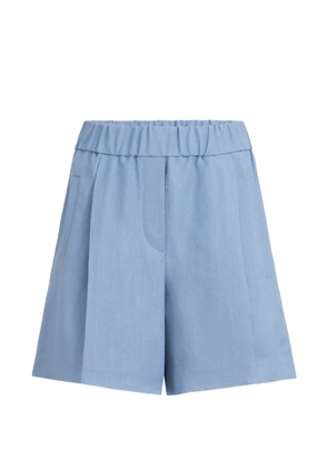 Brunello Cucinelli viscose and linen fluid twill baggy shorts - Blue