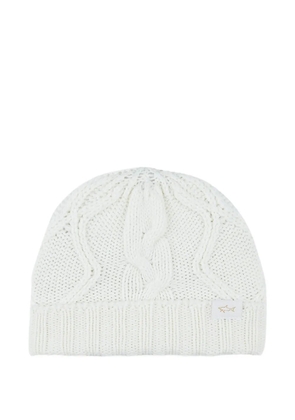 Paul & Shark cable-knit beanie hat - White