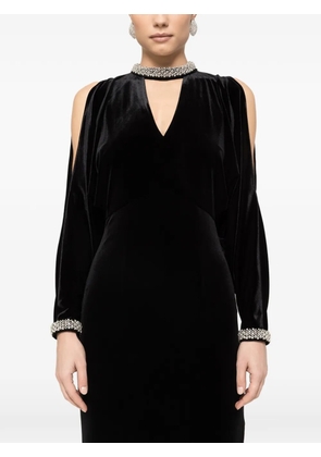 NISSA crystal velvet midi dress - Black