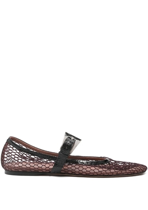 Paris Texas Sveva mesh-panel buckle ballet flats - Red