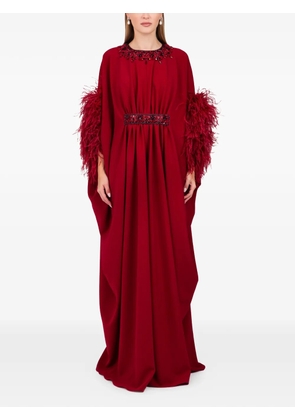Dina Melwani feather-sleeve maxi dress - Red