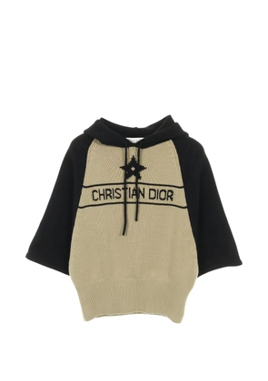 Christian Dior Pre-Owned 2010s logo-intarsia drawstring hoodie - Neutrals