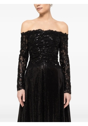 NISSA sequin-embellishment off-shoulder midi dress - Black