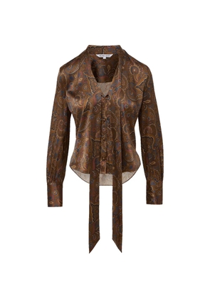 Veronica Beard Francine paisley tie-neck blouse - Brown