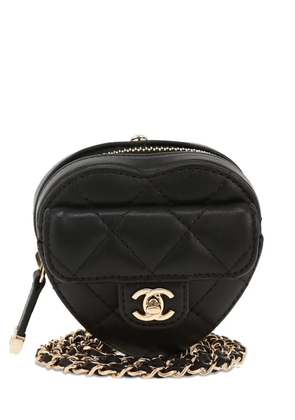 CHANEL Pre-Owned 2021 mini Heart quilted shoulder bag - Black
