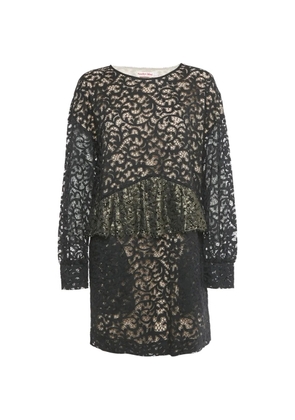 See by Chloé lace frilled mini dress - Black