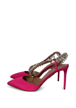 Aquazzura 85 pearl-embellished slingback pumps - Pink