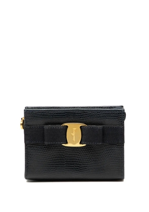 Ferragamo Pre-Owned 2010-2025 Embossed Lizard Leather Vara Bow Pouch coin pouch - Black