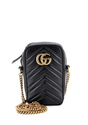 Gucci Pre-Owned GG Marmont Vertical Phone Matelasse Leather Mini crossbody bag - Black