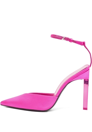 The Attico 120mm pointed toe satin ankle strap pumps - Pink