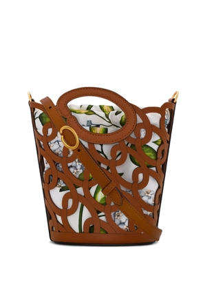 Oscar de la Renta cutout leather bucket bag - Brown