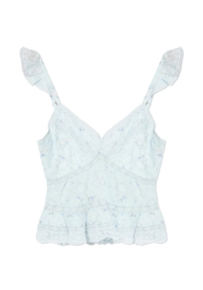 LoveShackFancy ruffled floral print top - Blue