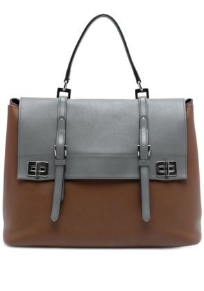 Prada Pre-Owned 2010-2025 Large Bicolor City Calf Double Flap satchel - Brown