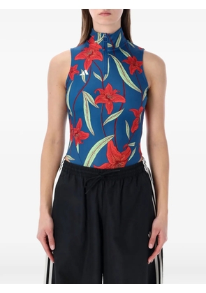 adidas floral zip bodysuit - Blue