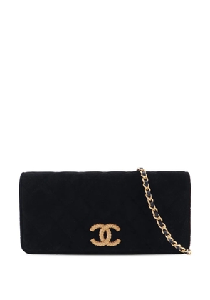 CHANEL Pre-Owned 2021-2025 CC Quilted Velvet East West Clutch On Chain shoulder bag - Black
