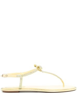 René Caovilla Caterina rhinestone-embellished leather sandals - Yellow