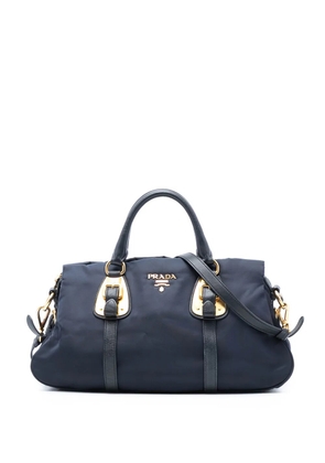 Prada Pre-Owned 2010-2026 Soft Calf Trimmed Tessuto satchel - Blue