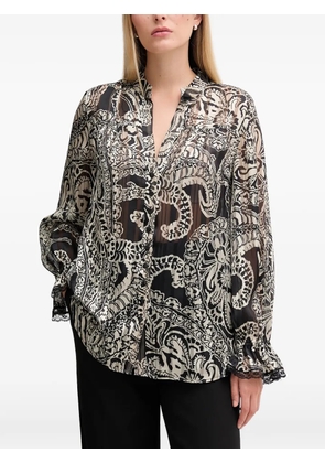 Marc Aurel paisley lace trim blouse - Black