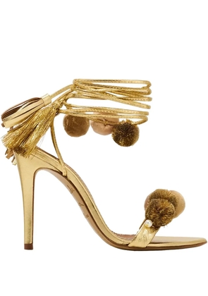 Alameda Turquesa 110mm Anna Golden pompom-detail sandals