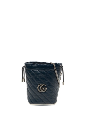 Gucci Pre-Owned 2016-2025 Mini GG Marmont Matelasse Diagonal Leather Torchon bucket bag - Blue