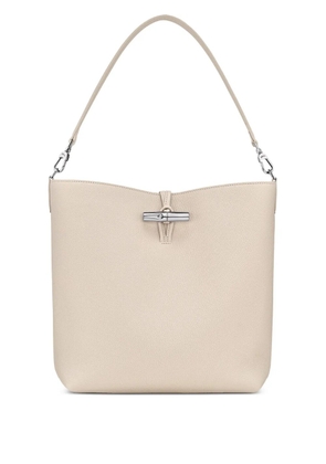 Longchamp medium Le Roseau grained-leather shoulder bag - Neutrals