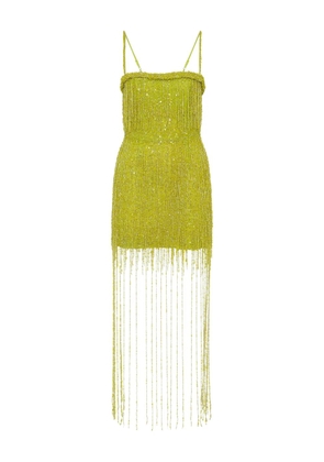 Rachel Gilbert Presley beaded fringed mini cocktail dress - Green
